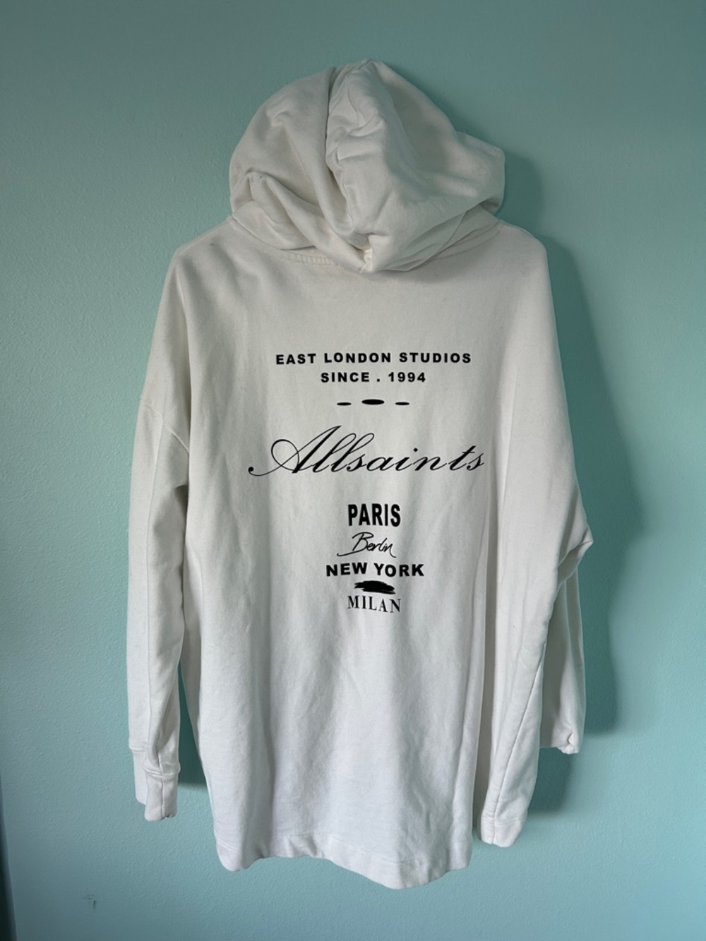 AllSaints White Logo Backprint Hoodie